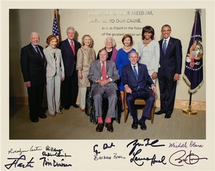 Presidents & First Ladies Multi Signed 8x10 Photograph With 10 Signatures: Carter, Bush, Clinton, Bush & Obama (JSA)